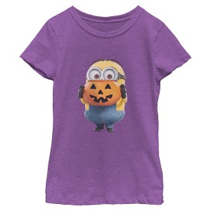 Girls Despicable Me Dave Trick or Treat Pumpkin Bucket T Shirt - 1 of 4