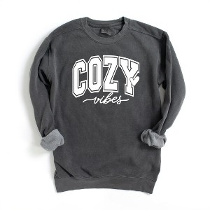 Simply Sage Market Women's Garment Dyed Graphic Sweatshirt Cozy Vibes Bold - 1 of 2