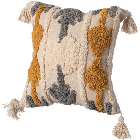 Fringed Cotton Throw Pillow