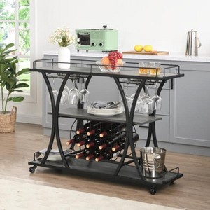 44.09INCH,Bar Cart Kitchen Bar&Serving Cart for Home with Wheels 3 -Tier Storage Shelves,Golden - 1 of 4
