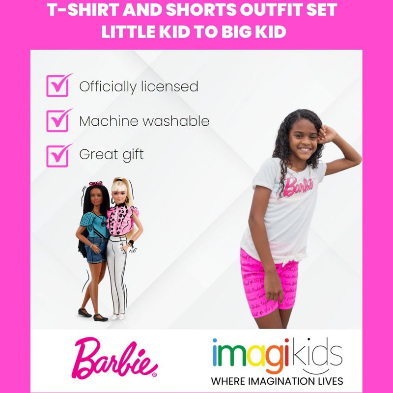 Barbie Girls T-Shirt and Shorts Outfit Set Little Kid to Big Kid, 2 of 8