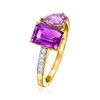 Ross-Simons 2.30 ct. t.w. Tonal Amethyst Toi Et Moi Ring With .11 ct. t.w. Diamonds in 14kt Yellow Gold - 3 of 4
