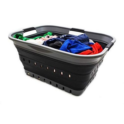 Grey and Sea Angel Collapsible Plastic Laundry Basket with Handles