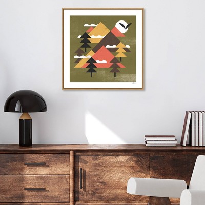 22" x 22" Abstract Landscape Canvas in Green and Orange
