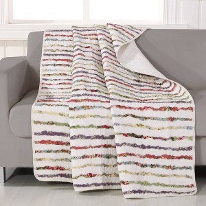 Greenland Home Fashions 50"x60" Bella Ruffle Throw Blanket: Quilted Multicolored Stripe, Cotton Woven, All Ages - 1 of 4