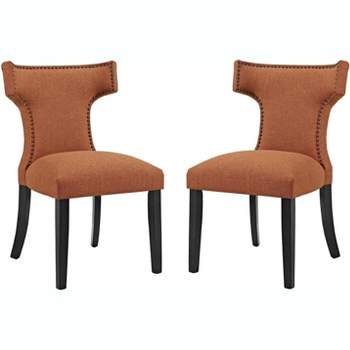 Modway Curve Dining Side Chair Fabric Set of 2 - Orange