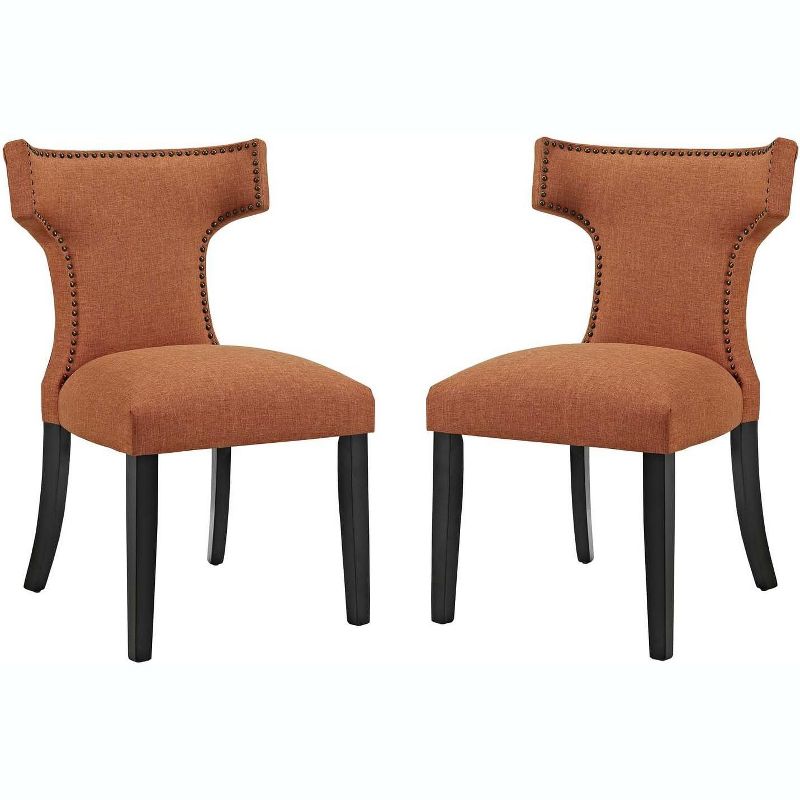 Modway Curve Dining Side Chair Fabric Set of 2 - Orange, 1 of 3