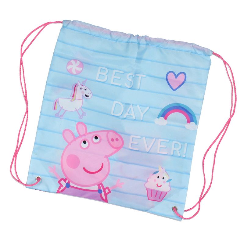 Peppa Pig Backpack Lunch Box Drawstring Bag Keychain Pencil Case 5 Piece Set Multicoloured, 4 of 7