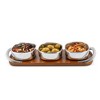 Nambe Braid Condiment Trio, Designed by Sean O’Hara – Square Alloy Bowls with Acacia Wood Serving Tray & Chrome Handles– Appetizer, Dip & Snack Server - 2 of 4