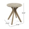 NAYSAYE Patio End Table Acacia Wood Slat Panel Bistro Table with Cross Base for Outdoor Dining, Gray, 27.5"*27.5"*30" - 3 of 4