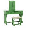 CAVINAS Vanity Desk with Mirror Dressing Table with Foldable Mirror, 3 Drawers, Makeup Desk with Cushioned Stool for Apartment - 4 of 4