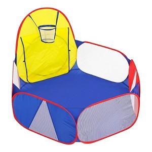 Etokfoks Kids Ball Pit Pop Up Playhouse 4 Ft 120CM Large Toddler Playpen with Basketball Hoop and Zipper Bag Balls Not Included 1 Piece - 1 of 4