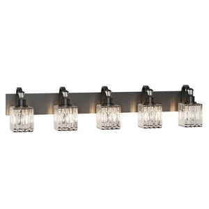 Garvee Modern Crystal Bathroom Vanity Lights Black Bathroom Light Fixtures Crystal Vanity Shower Lights Over Mirror, Mirror Glass - 1 of 4