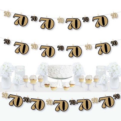 Big Dot of Happiness Adult 70th Birthday - Gold - Birthday Party DIY Decorations - Clothespin Garland Banner - 44 Pieces