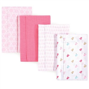 Luvable Friends Baby Girl Cotton Flannel Burp Cloths 4pk, Birdies, One Size - 1 of 1