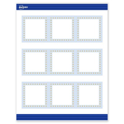 Avery Printable Square Cards, Gold Dots with Blue Border, 2.5" x 2.5", Matte White Square Cards, Laser/Inkjet, 90ct, Great for Business Cards