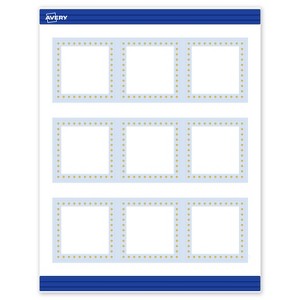 Avery Printable Square Cards, Gold Dots with Blue Border, 2.5" x 2.5", Matte White Square Cards, Laser/Inkjet, 90ct, Great for Business Cards - 1 of 4