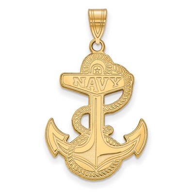 Black Bow Jewelry 10k Yellow Gold Navy Midshipmen NCAA Extra Large Pendant