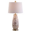 JONATHAN Y 28" Jocelyn Seashell Table Lamp (Includes LED Light Bulb) White: Mosaic Square Tiles, Brass Accents, Linen Shade - 2 of 4