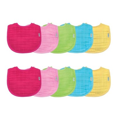 Image of Green Sprouts Muslin Bibs made from Organic Cotton (10 pack)-Pink Set-0-12mo
