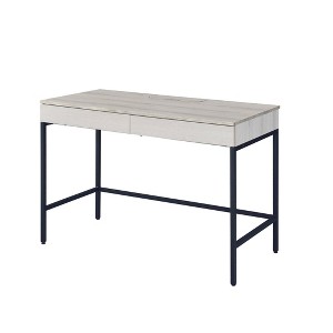 HomeRoots 42" Natural and Black Writing Desk With Two Drawers - 1 of 4