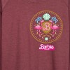 Women's - Barbie - Barbie Crest Full Color Lightweight French Terry Wide Neck Long Sleeve Graphic Shirt - 2 of 4