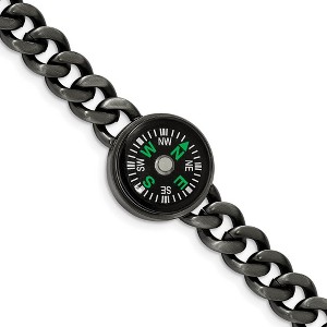 Black Bow Jewelry Gun Metal Plated Stainless Steel Functional Compass Bracelet, 8.25 In - 1 of 4