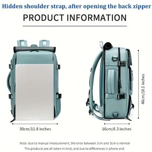 Luupatchy 18.1" Anti-Theft Travel Backpack with Separate Shoe Compartment & Convertible Duffel Design,Travel Bag for Business, Hiking, Camping - 1 of 4