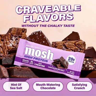 MOSH Chocolate Sea Salt High Protein Bars with Creatine - 20g Protein - 8.44oz/4ct