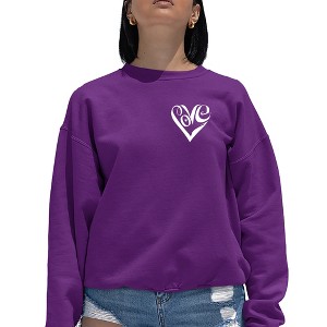 LA Pop Art Script Heart - Women's Word Art Crewneck Sweatshirt - 1 of 4