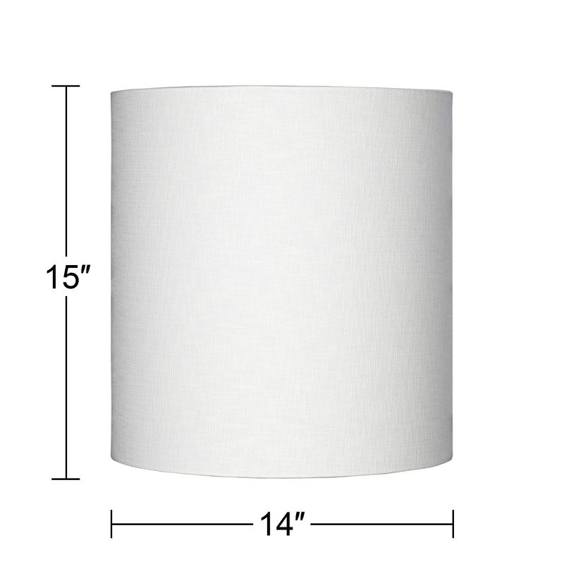 Springcrest Set of 2 Tall Drum Lamp Shades White Medium 14" Top x 14" Bottom x 15" High Spider Replacement Harp and Finial Fitting, 5 of 9