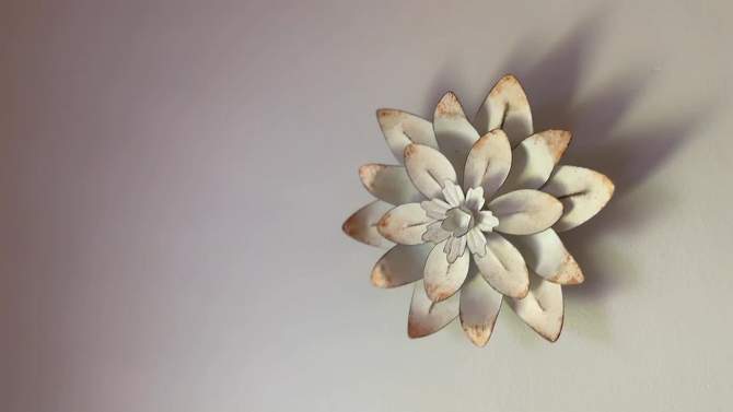 Antique Finish Wall Flower White Metal by Foreside Home & Garden, 2 of 9, play video