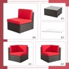 Celebalcony 7-Piece All-Weather Wicker Patio Set – Outdoor Sectional Sofa with Cushions, Pillows & Glass Coffee Table Red - 4 of 4