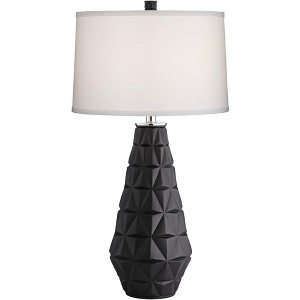 Pacific Coast Lighting Star Burst 30 1/2" Tall Large Modern End Table Lamp Black Onyx Geometric Pattern Single White Shade Living Room Bedroom Bedside - 1 of 4