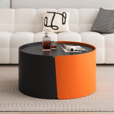 NicBex 51" Nesting Coffee Table,Side Table with Extendable Sliding Top,Space-Saving End Table for Small Space,Round Coffee Tables for Living Room