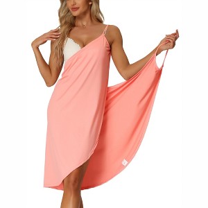 cheibear Women's Cover Ups Beach Seaside Summer Backless Spaghetti Strap Dress Sarongs Wrap - 1 of 4