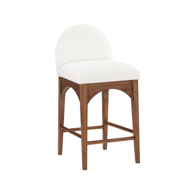 Meridian Furniture,Waldorf Cream Boucle Fabric Stool