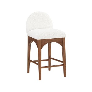 Meridian Furniture,Waldorf Cream Boucle Fabric Stool - 1 of 4