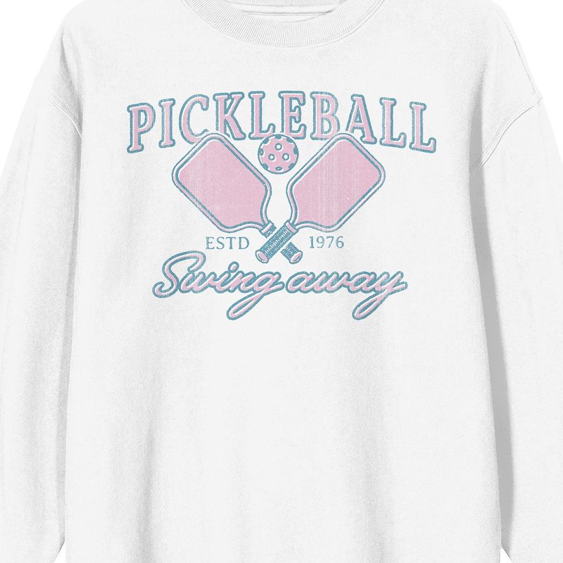 Pickleball Est. 1976 "Swing Away" Adult White Crew Neck Sweatshirt, 2 of 4