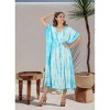 LA LEELA Women's House Daily Routine Evening Wear Loungewear Maxi Kaftan Ethnic Casual Long Slit Dress Caftan Dresses for Women 1X-2X Blue,Tie Dye - 4 of 4