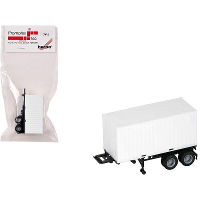 20ft Container with Chassis White 1/87 (HO) Plastic Model by Promotex