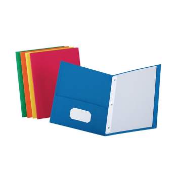 Oxford 2-Pocket Folder with Fastener, Assorted Colors, Pack of 25