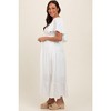 Pinkblush Ivory Deep V-Neck Flutter Sleeve Tiered Maternity Midi Dress - 3 of 4