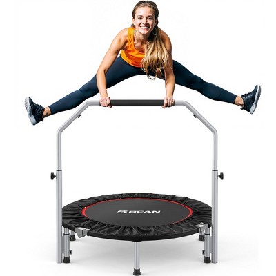 BCAN 40" Foldable Mini Trampoline Max Load 225lbs, Fitness Rebounder with Adjustable Foam Handle, Exercise Trampoline for Adults Indoor/Garden Workout