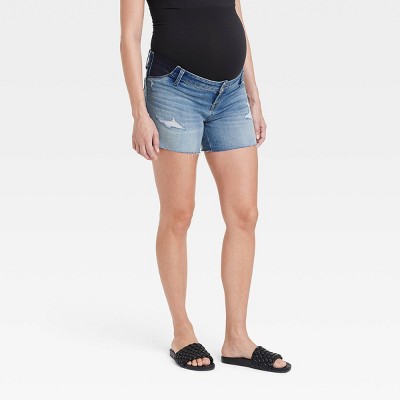 V VOCNI Maternity Shorts Denim Women's Maternity Indigo Blue Mom Tassel  Secret Underbelly Jeans Shorts B Indigo Blue Medium - Yahoo Shopping