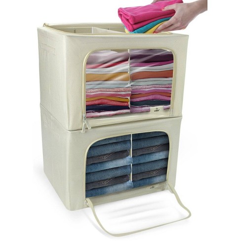 Sorbus Stackable & Foldable Clothes Organizer Storage Bins With Metal Frame  : Target