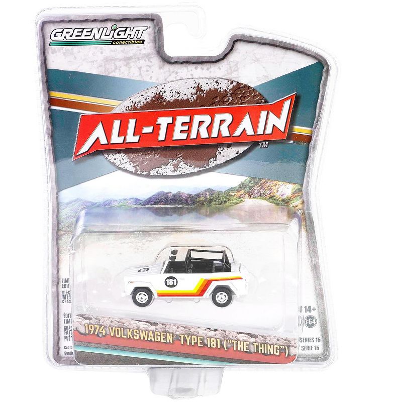 1974 Volkswagen Thing (Type 181) #181 White with Stripes "All Terrain" Series 15 1/64 Diecast Model Car by Greenlight, 3 of 4