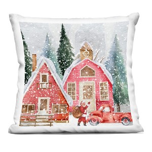 Stupell Industries Red Barn Santa Delivery Indoor Decorative Throw Pillow, 18 x 18 - 1 of 3