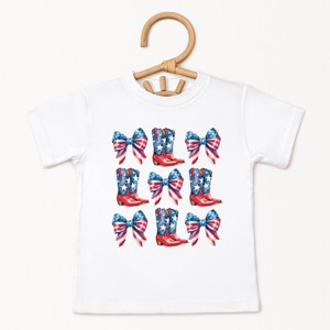 The Juniper Shop Patriotic Boots Stacked Coquette Toddler Short Sleeve Tee - 1 of 4