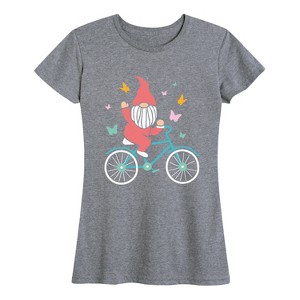 Women's - Instant Message - Gnome on Bike Short Sleeve Graphic T-Shirt - 1 of 4